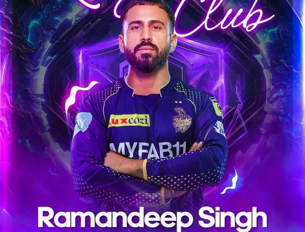 Ramandeep Singh in KKR uniform