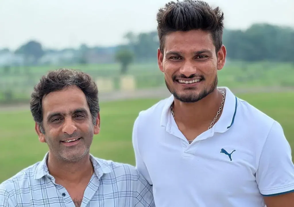 Kuldeep Sen with his coach