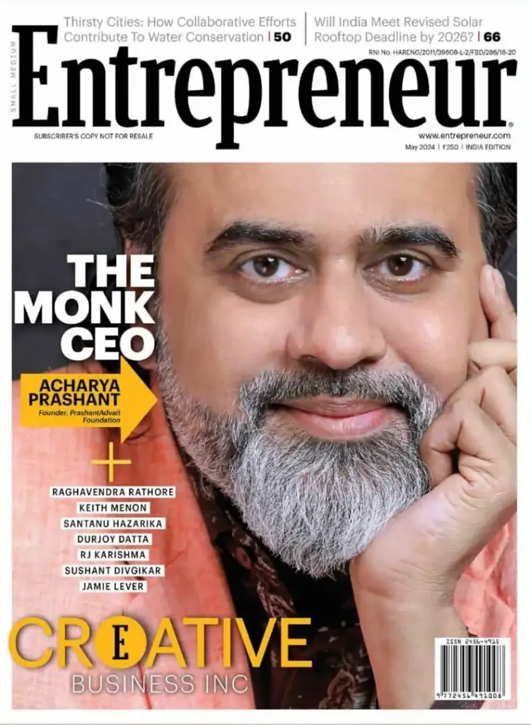 Acharya Prashant on the cover page of Entreprenuer