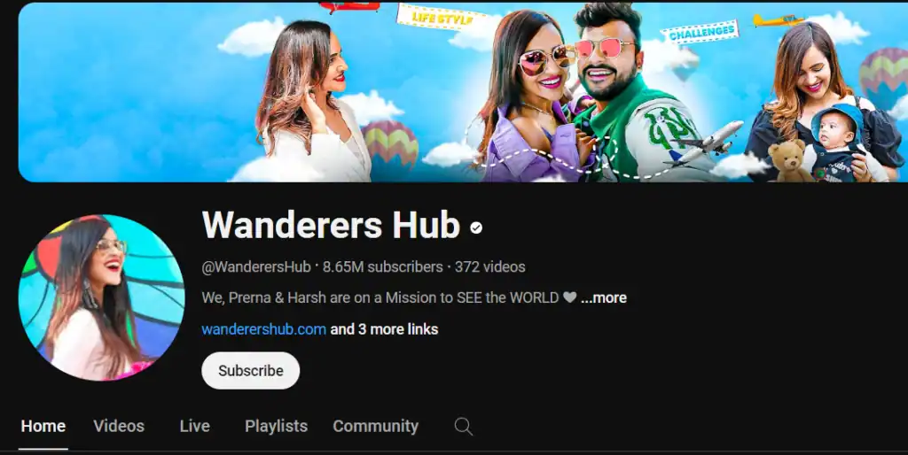 Prerna Malhan YouTube channel Wanderers Hub