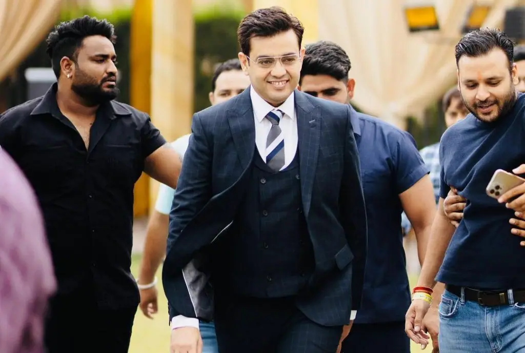 Sonu Sharma attending a seminar with his bodyguards keeping him away from the crowd