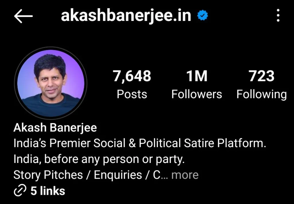 Akash Banerjee Instagram handle